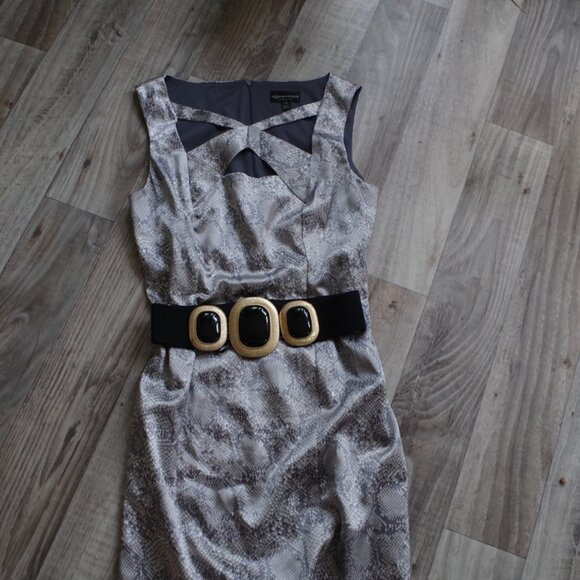 Big Zara Enamel Gold Tone Buckle Stretch Belt - Picture 6 of 7